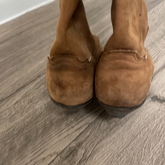 Camel Suede Pointed Toe Cowboy Boots - Picture 4 of 10